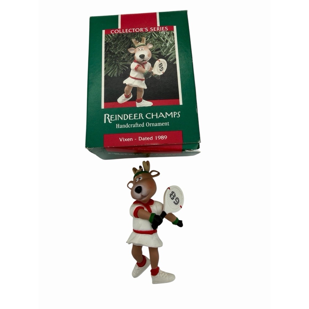 Hallmark Keepsake "Reindeer Champs Vixen " Tennis 1989 Vtg Oringal Box